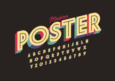 Biçimlendirilmiş modern yazı tipi ve alfabenin vektörü