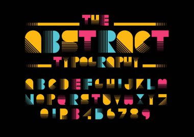 Renkli yazı tipi ve alfabesinin vektörü