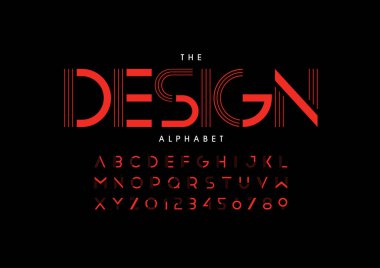 Biçimlendirilmiş modern yazı tipi ve alfabenin vektörü