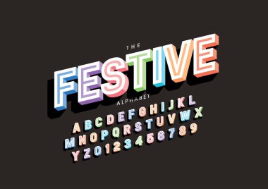 Biçimlendirilmiş modern yazı tipi ve alfabenin vektörü