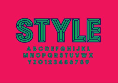 Biçimlendirilmiş modern yazı tipi ve alfabenin vektörü