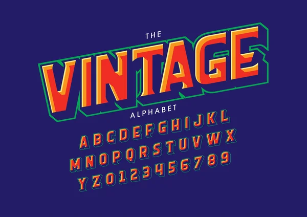 Vettore Carattere Alfabeto Vintage Retrò Stilizzato — Vettoriale Stock