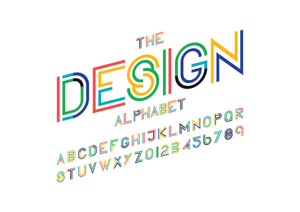 Vector of stylized modern font and alphabet
