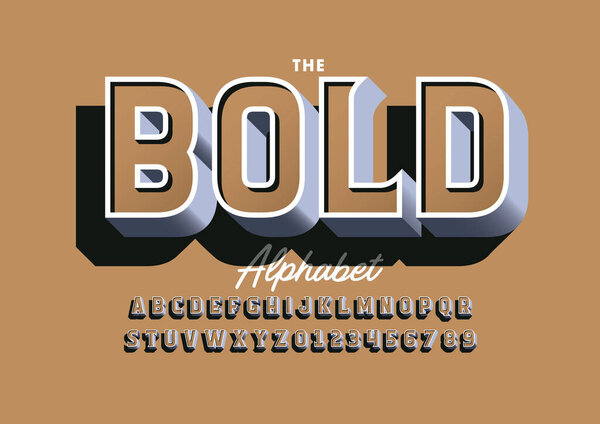 Vector of stylized modern font and alphabet