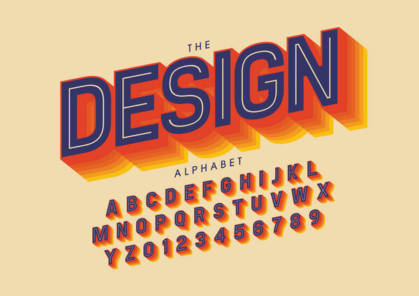 Vector of stylized modern font and alphabet