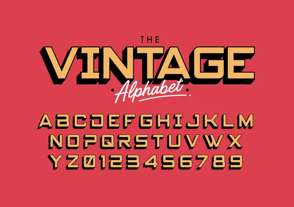 Διάνυσμα Vintage Retro Stylized Γραμματοσειράς Και Αλφαβήτου — Διανυσματικό Αρχείο