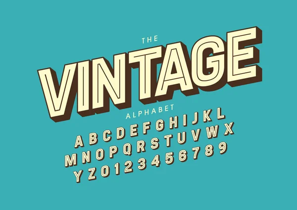 Διάνυσμα Vintage Retro Stylized Γραμματοσειράς Και Αλφαβήτου — Διανυσματικό Αρχείο