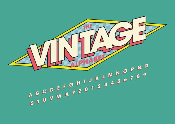 Vektor Aus Vintage Oder Retro Stilisierter Schrift Und Alphabet — Stockvektor