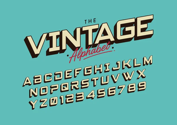 Vector Fuente Alfabeto Estilizado Vintage Retro — Archivo Imágenes Vectoriales
