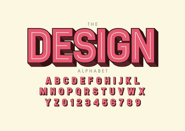 Vector of stylized modern font and alphabet