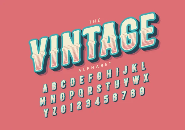 Vektor Vintage Eller Retro Stiliserade Typsnitt Och Alfabet — Stock vektor