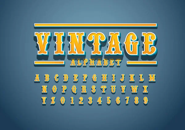 Vector Fuente Alfabeto Estilizado Vintage Retro — Archivo Imágenes Vectoriales