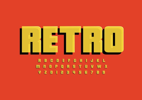 Vector Fuente Alfabeto Estilizado Vintage Retro — Vector de stock