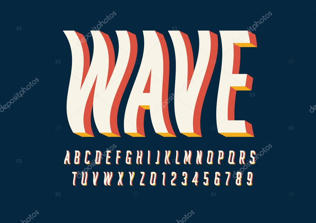 Vector of stylized modern font and alphabet