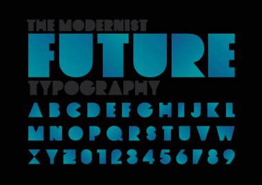 Biçimlendirilmiş modern yazı tipi ve alfabenin vektörü