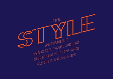 Biçimlendirilmiş modern yazı tipi ve alfabenin vektörü