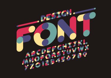 Biçimlendirilmiş modern yazı tipi ve alfabenin vektörü