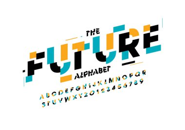 Biçimlendirilmiş modern yazı tipi ve alfabenin vektörü