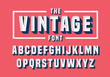 Biçimlendirilmiş vintage yazı tipi ve alfabesinin vektörü