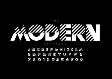 Biçimlendirilmiş modern yazı tipi ve alfabenin vektörü