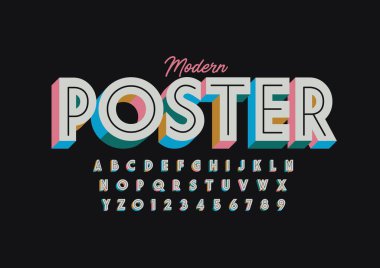 Biçimlendirilmiş modern yazı tipi ve alfabenin vektörü