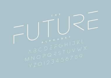 Biçimlendirilmiş modern yazı tipi ve alfabenin vektörü