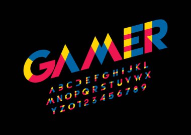 Biçimlendirilmiş modern yazı tipi ve alfabenin vektörü