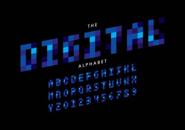 Biçimlendirilmiş modern yazı tipi ve alfabenin vektörü