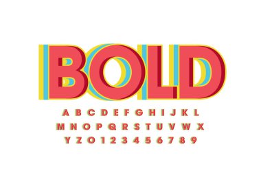 Biçimlendirilmiş modern yazı tipi ve alfabenin vektörü