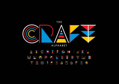 Biçimlendirilmiş modern yazı tipi ve alfabenin vektörü