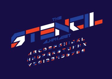 Biçimlendirilmiş modern yazı tipi ve alfabenin vektörü