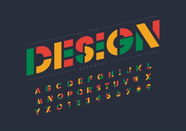 Biçimlendirilmiş modern yazı tipi ve alfabenin vektörü