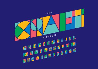 Biçimlendirilmiş modern yazı tipi ve alfabenin vektörü