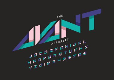Biçimlendirilmiş modern yazı tipi ve alfabenin vektörü