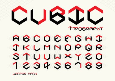 Biçimlendirilmiş modern yazı tipi ve alfabenin vektörü