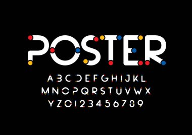 Biçimlendirilmiş modern yazı tipi ve alfabenin vektörü