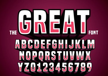 Biçimlendirilmiş modern yazı tipi ve alfabenin vektörü