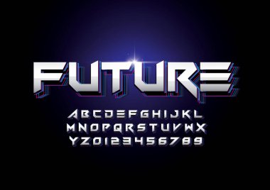 Biçimlendirilmiş modern yazı tipi ve alfabenin vektörü