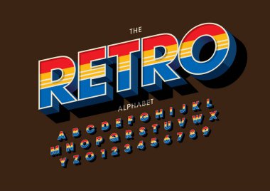 Biçimlendirilmiş vintage veya eski yazı tipi ve alfabenin vektörü