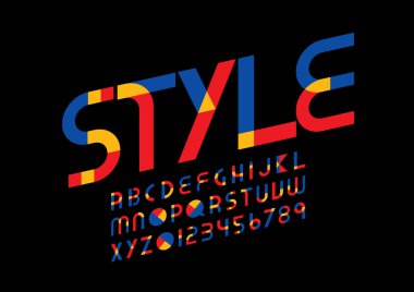 Biçimlendirilmiş modern yazı tipi ve alfabenin vektörü