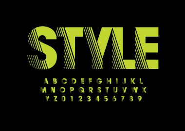 Biçimlendirilmiş modern yazı tipi ve alfabenin vektörü