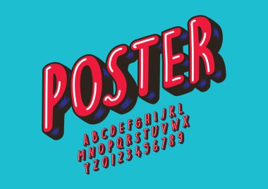 Biçimlendirilmiş modern yazı tipi ve alfabenin vektörü