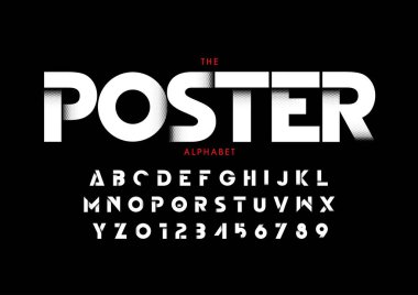 Biçimlendirilmiş modern yazı tipi ve alfabenin vektörü