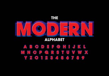 Biçimlendirilmiş modern yazı tipi ve alfabenin vektörü