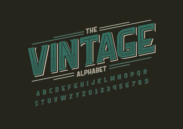 Vetor Vintage Retro Estilizado Fonte Alfabeto — Vetor de Stock