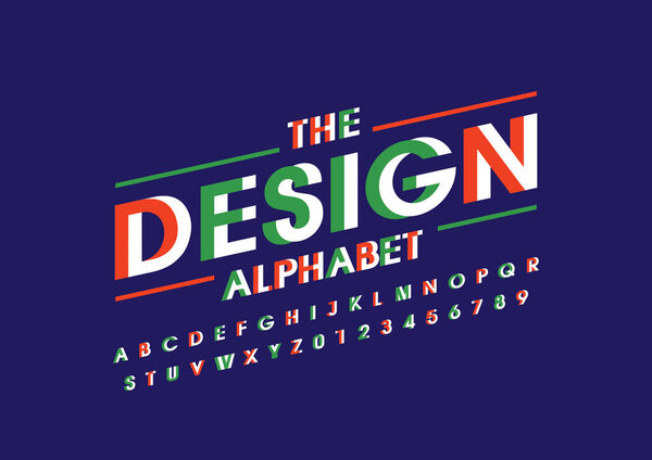 Vector of stylized modern font and alphabet