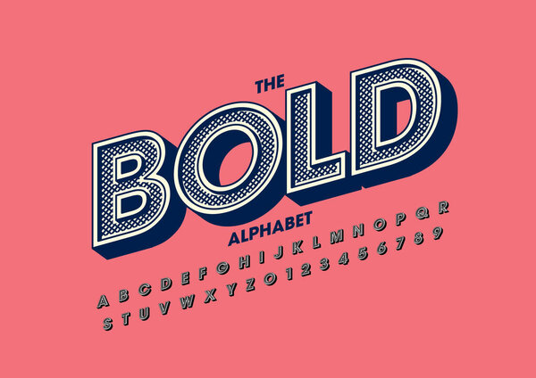 Vector of stylized modern font and alphabet