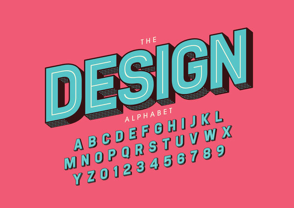 Vector of stylized modern font and alphabet