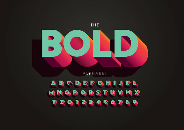 Vector of stylized modern font and alphabet