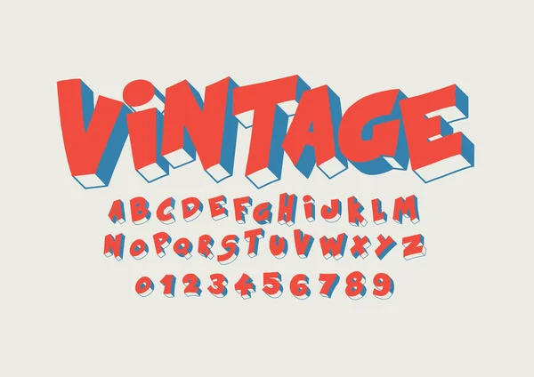 Vecteur Police Alphabet Vintage Rétro Stylisés — Image vectorielle